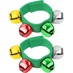 El Regalo 2PCs Jingle Bells Christmas Bracelets | Wrist & Ankle Bells for Party Favors, Musical Rhythm & Christmas Decor | Adjustable Percussion Instruments (Green Multi)