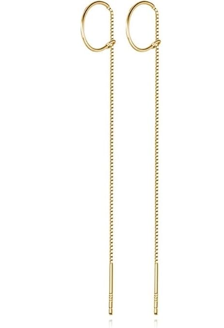 El Regalo Women's & Girl's Minimalist Threader Earrings- Unique & Elegant Sui Dhaga Threader Earrings (Gold)