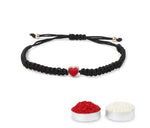 El Regalo 1PC Elegant Heart Bracelet Rakhi for Brother/Bhai with Roli-Chawal & Rakhi Gift Box - Handwoven, Minimalist Design & Beautifully Packed (Black)