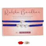 El Regalo 2PCs Pearls Rakhi Combo Set for Bhaiya-Bhabhi/Bhai- Bhatija/Bhatiji- Rakhi Gift Combo with 2 Pearls Rakhi, Roli-Chawal Shagun Pack, Message Card in Gift Box (Blue)