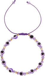 El Regalo 1 PC Evil Eye with Crystals Beads Adjustable Unisex Bracelet for Girls/Boys/Men/Women (Purple)