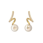 El Regalo Twist Rhinestone Encrusted Pearl Earrings- Fancy Pearl Earrings for Girls & Women
