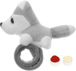 El Regalo Kids Rakhi - Cute Animal Plush Slap Band Rakhi for Boys & Girls | Panda, Shark, Dinosaur & More with Roli Chawal & Rakshabandhan Card | Fun Cartoon Soft Slap Bands for Children (husky puppy Grey)