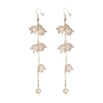 El Regalo Elegant White Floral Dangle Earrings- Delicate Cascading Flower Bell Earrings for Women & Girls