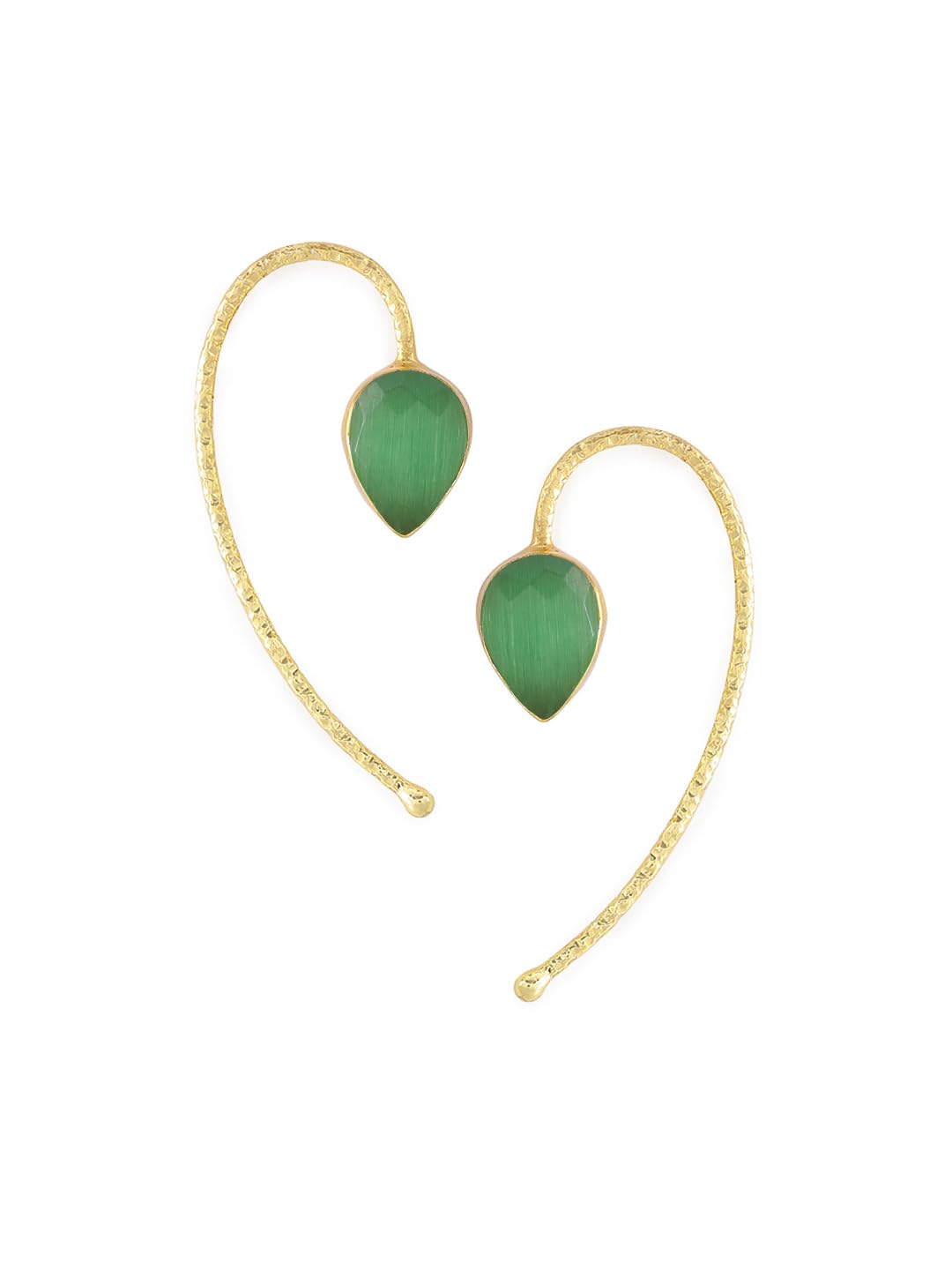 El Regalo Beautifully Handcrafted Gold Plated Brass Party Earrings- Trendy & Contemporary Stones Statement Earrings for Women (Green)