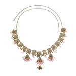 El Regalo Bohemian Vintage Hollow Waist Chain for Women - Indian Ethnic Golden Belly Chain with Beads, Tassels, Jhumkas & Bells - Adjustable Waist/Hip Body Belt for Saree, Lehenga & Dresses (Pink)