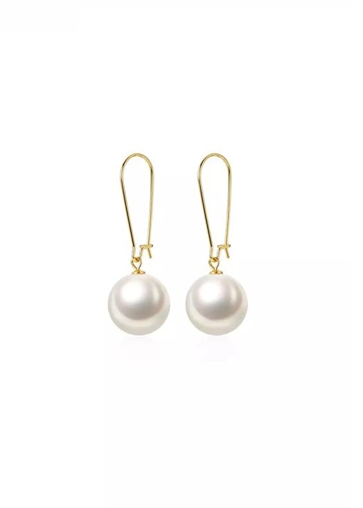 El Regalo Fancy Pearl Earrings- Golden Pearl Tassel Long Statement Earrings for Girls & Women (Round Pearl Hook)