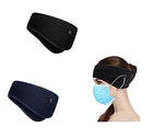 El Regalo 2PCs Winter Ear Warmer Headband with Buttons for Masks- Elastic Headband Winter Headband Full Cover Ear Muff Headband for Yoga Outdoor Sports Activities for Men & Women (Black & Blue)
