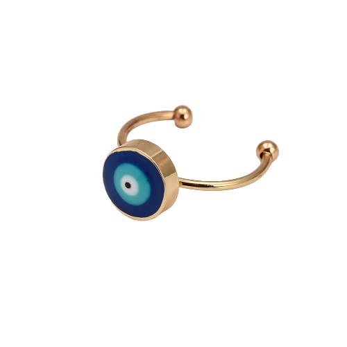 El Regalo Enameled Evil Eye Adjustable Finer Rings For Girls/Women | Evil Eye Ring (Blue)