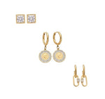 El Regalo Luxury 3 Pairs Earrings Combo Set for Girls & Women | 18K Gold Plated Anti-Tarnish Evil Eye & Clover Motif Earrings | Western Jewelry for Office, Party & Casual Style (Style-3)