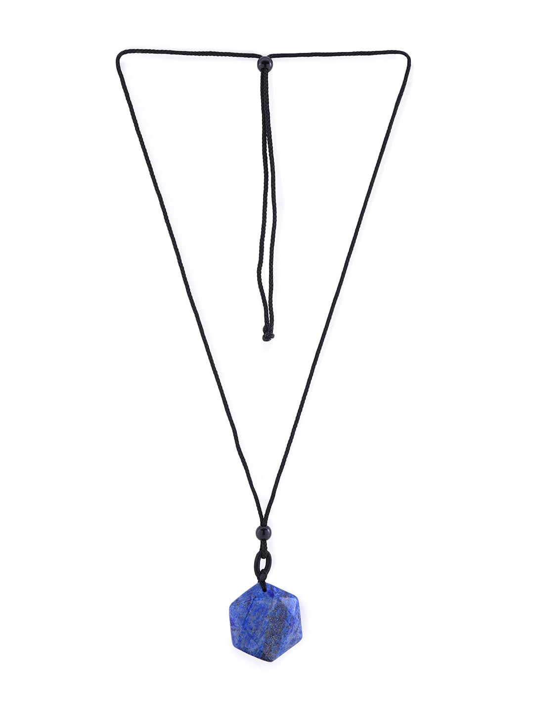 El Regalo Natural Healing Stones Hexagram Pendant Unisex Necklace for Men/Women (Blue Lapis Lazuli)