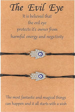 El Regalo 2PCs Unisex Evil Eye Adjustable Bracelet/Cum Anklet Set- Fancy Nazar Bracelet with CZ Crystal Butterfly & Hamsa Hand Charms (Can be worn as anklets by Girls & Women) (Black Hamsa Hand)