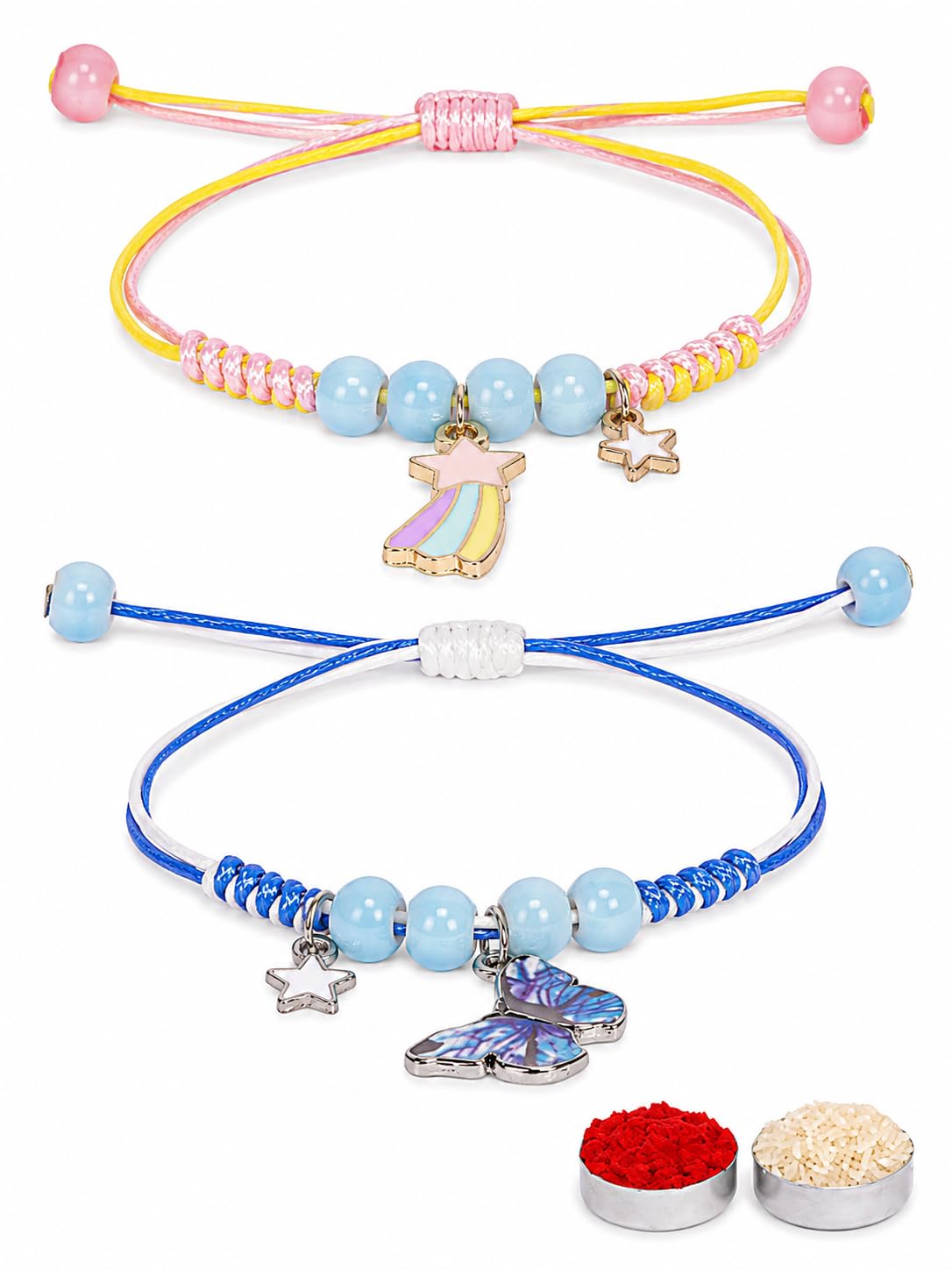 El Regalo 2 PCs Cute Kids Fancy Rakhis Combo Set - Beautiful 2 Kids Rakhis Set with Roli Chawal, Rakhi Message Card in Rakhi Gift Box for Little Brother/Niece/Nephew (2 Unicorns Rakhis)