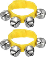 El Regalo 2PCs Jingle Bells Christmas Bracelets | Wrist & Ankle Bells for Party Favors, Musical Rhythm & Christmas Decor | Adjustable Percussion Instruments (Yellow)