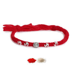 El Regalo Boy's Om Ganesha Swastik Red Moli Thread Rakhi For Brother/Bhai/Bhaiya- Auspicious Om/Aum, Ganesha, Satiya Mauli Rakhi With Roli Chawal Shagun, Message Card In Rakhi Gift Box