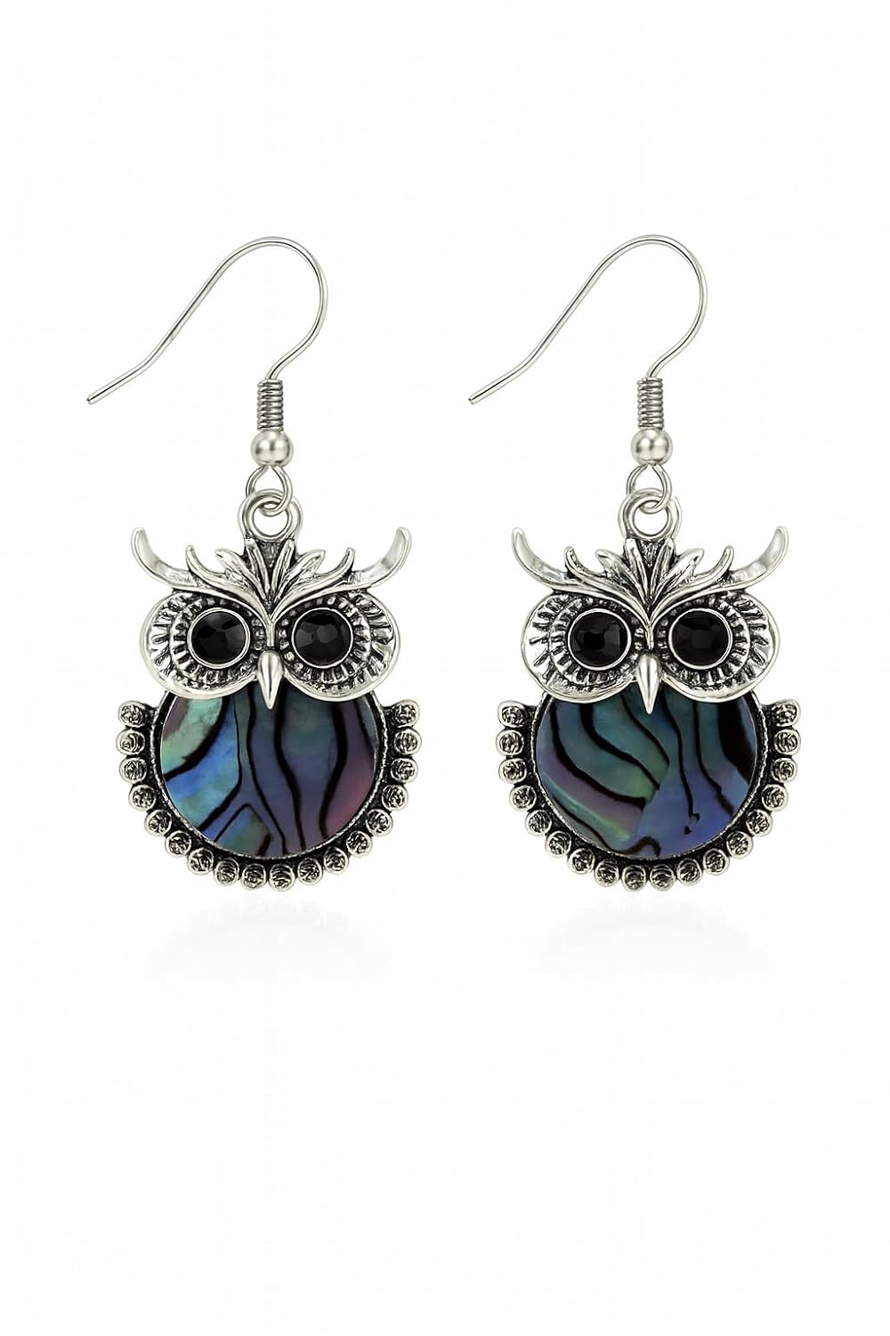 El Regalo Cute Vintage Owl Dangle Earrings for Women & Girls, Boho Ethnic Silver Tone Drop Earrings with Hook - Fashion Owl Jewellery Gift (Owl Style-1)