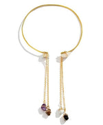 El Regalo Uniquely Handcrafted Gold Plated Arm Cuff Jewelry for Women/Girls - Armband Stone Pendant Bracelet Healing Stone Upper Armband Tassel Arm Bands Jewelry (Purple Stones)