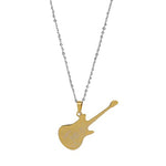 El Regalo 1PC Guitar Pendant Necklace-Stainless Steel Rock Electric Guitar Unisex Pendant Necklace for Girls/Boys/Men/Women- Hip Hop Music Necklace Jewellry for Music Lovers (Golden)