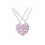 El Regalo Girl's Little Sis Big Sis Bff Best Friends Puzzle Heart Matching Pendant Necklaces (Pink) 2 Pieces Set