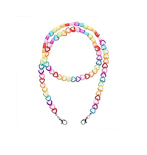 El Regalo 1 PC Cute Acrylic Heart Kids Face Mask Lanyard Straps/Face Mask Holder Lanyards Convenient Clip Safety Face Mask Cover Holder for Kids/Boys & Girls (Multi) Mask Not Included