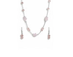 El Regalo 2PCs Crystals Beads Necklace & Earrings Jewelry Set for Kids/Girls & Teens - Shimmering/Matt Crystal Beads Fancy Jewelry Set (Pink Stars)