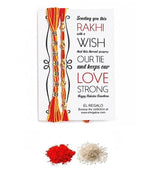 El Regalo 2PCs Red & Yellow Moli Thread Rakhi Combo Set for Brother- Auspicious OM, Ganesha, Satiya, Lion etc. Mauli Rakhi with Roli Chawal Shagun, Message Card in Rakhi Gift Box (Option-5)