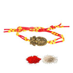 El Regalo OM Ganesha Red Thread Rakhi for Brother/Bhai/Bhaiya- Auspicious OM/Aum, Ganesha Rakhi with Roli Chawal Shagun, Rakhi Message Card in Rakhi Gift Box (Ganesha Moli)
