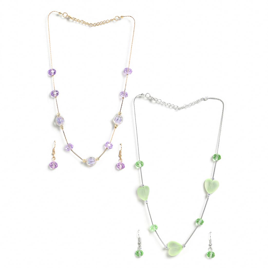El Regalo Kids Jewelry Combo Set of 2 Necklaces & 2 Earrings Pairs- Shimmering Crystals Beads Necklace & Earrings Jewelry Set for Kids/Girls & Teens (Option-4)