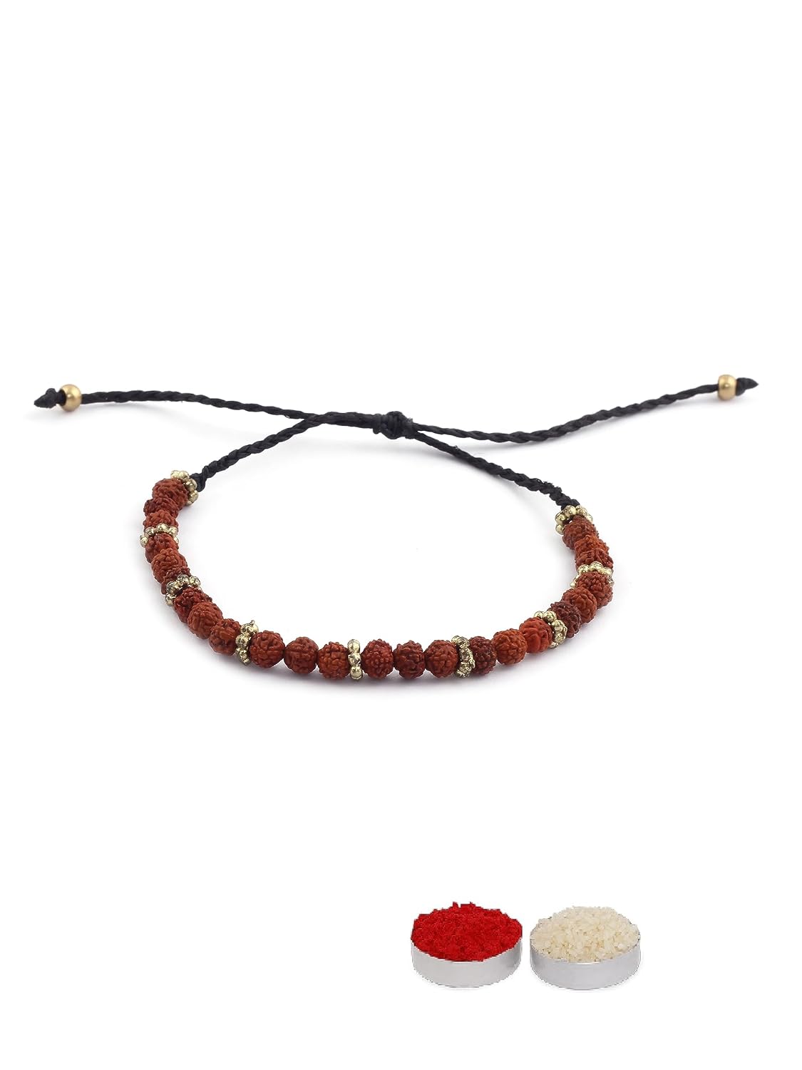 El Regalo Auspicious Rudraksha Rakhi for Brother- Lord Shiva Rudraksha Rakhi with Roli Chawal, Rakhi Message Card in Rakhi Gift Box for Bhai/Nephew (Option-2)