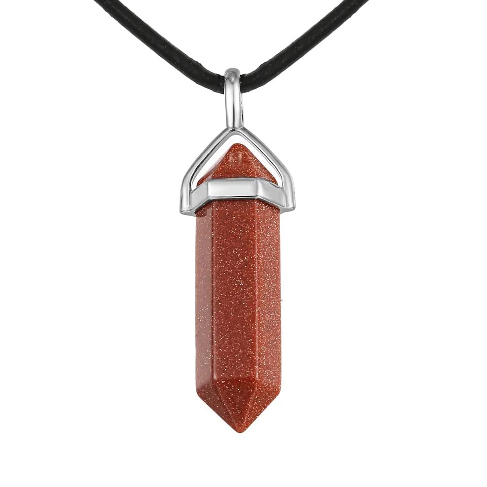 El Regalo 1 PC Hexagonal 6 Faces Healing Crystal Unisex Necklaces for Men/Women/Girls/Boys- Healing Stone Pendant Jewelry (Synthetic Gold Sandstone)
