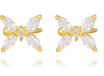 El Regalo Cute CZ Butterfly Ear Cuffs for Non-Pierced Ears - Trendy Non-Piercing Cartilage Cuff Wrap Clip-On Earrings - Rhinestone Fake Earrings for Girls & Women
