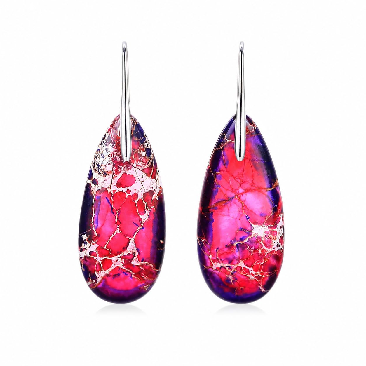 El Regalo Elegant Natural Stone Drop Earrings for Women | Vintage Teardrop Boho Dangle Earrings | Anti-Tarnish Western Statement Jewellery for Girls & Women (Purple Red)