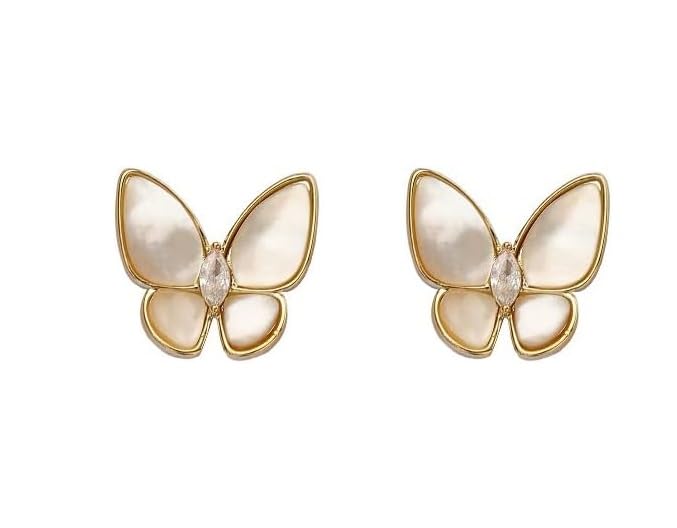 El Regalo Cute Butterfly Stud Earrings for Girls & Women - Delicate Crystal Butterfly Earrings