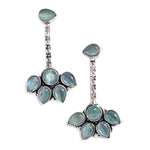 El Regalo 925 Silver Plated Fashion Statement Stones Sea Green Earrings for Woman & Girls/Earrings in Oxidized Silver Finish
