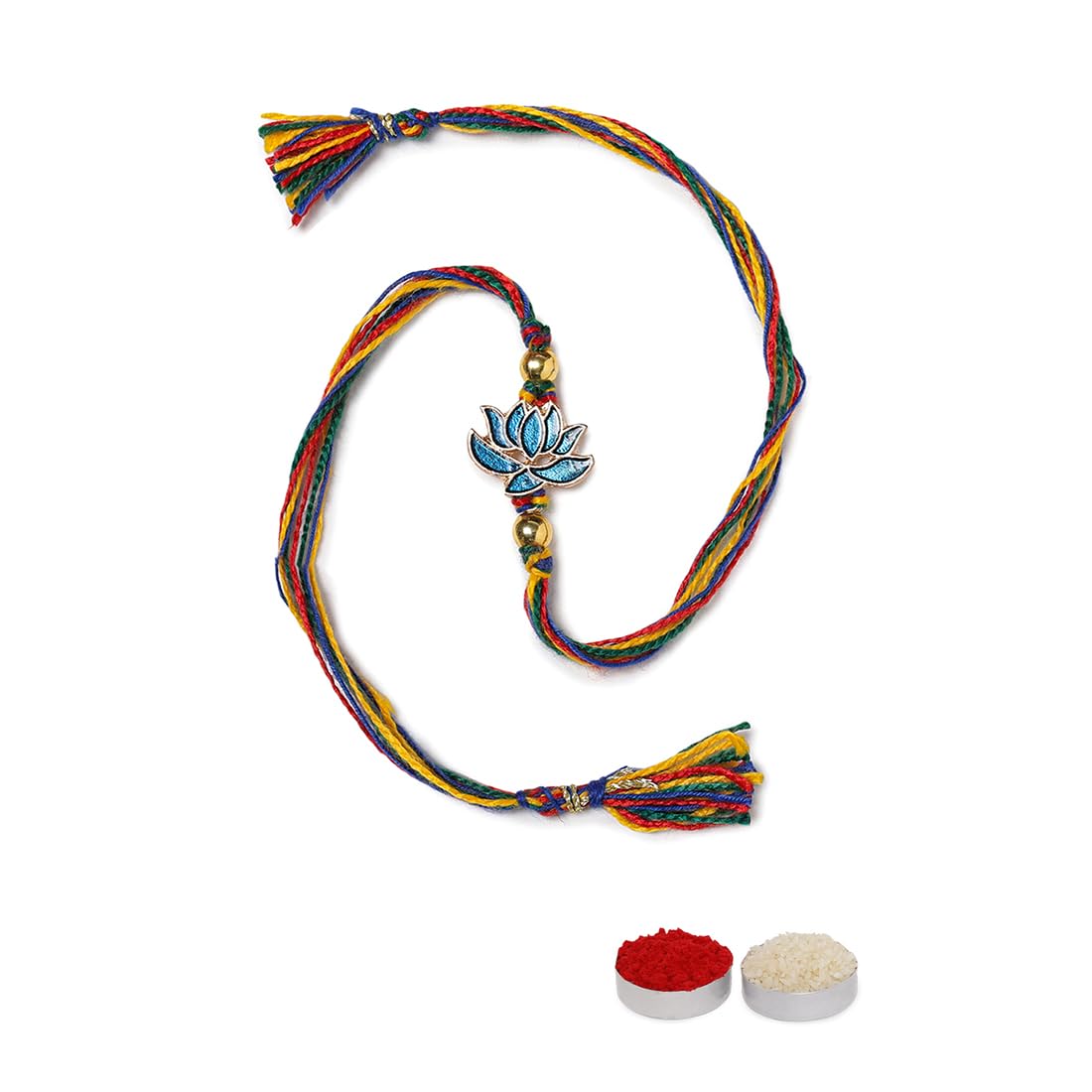 El Regalo 1PC Simple Lotus Flower Rakhi for Brother- Minimalist Lotus Thread Rakhi with Roli Chawal, Rakhi Message Card in Rakhi Gift Box (Option-2)