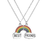 El Regalo Unisex Rainbow 2 PCs Best Friend Pendant Necklace for Besties | Gift for Friends/Siblings/Couples