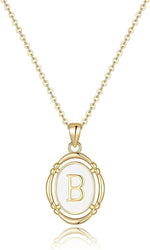 El Regalo Unisex Vintage Style Waterproof Name Initial Letters Pendant Necklaces - Stainless Steel Golden Initials Jewelry - Hypoallergenic Letters Pendant Chain (Letter B)