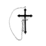 El Regalo 1 Cross Chain Earring - Unique Black Enamel Punk Dangle Drop | Cool Puncture Ear Stud Earring for Women Men Statement Hinged Jewelry Gifts