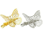 El Regalo 2 Pcs Barrette Hollow Out Golden Butterfly Metal Hair Clips For Girls & Women (Set Of 2) (1 Silver + 1 Golden)