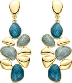 El Regalo Boho Statement Dangle Earrings for Women | Multicolor Resin Stone Drop Earrings | Party, Wedding, Festive & Casual Fashion Jewellery | Light Long Earrings (Green)