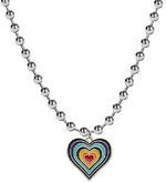 El Regalo 1 PC Cute Colorful Rainbow Cloud, Daisy Flower, Love Heart Pendant Necklaces for Toddlers/Kids/Girls/Teens/Women (Love Heart Pendant)