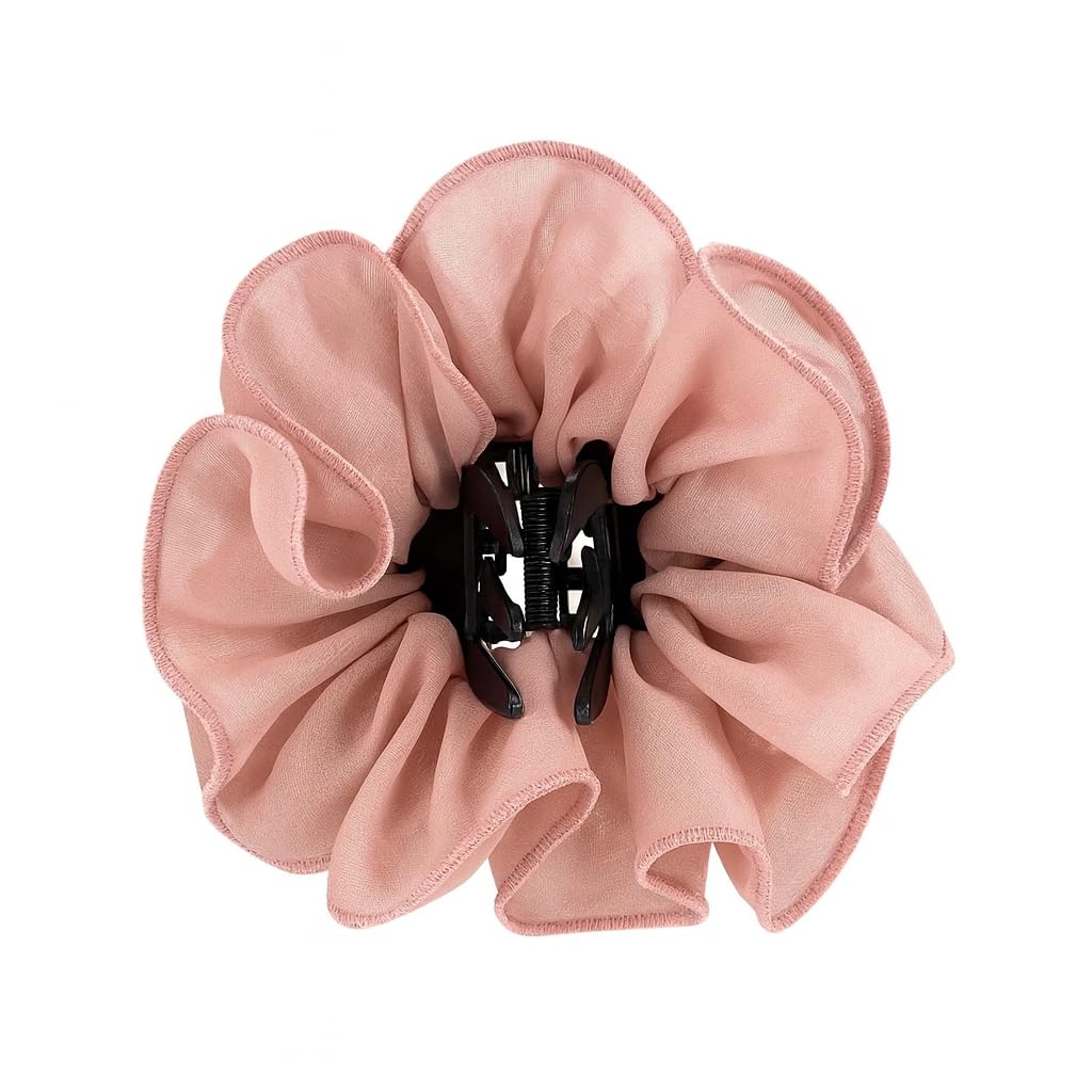 El Regalo 1pc Bohemian Large Flower Hair Claw Clip for Women & Girls - Elegant Multi-Layer Floral Shark Clip, Strong Grip Updo Accessory for Festive, Wedding, Party & Regular Use (Pink)