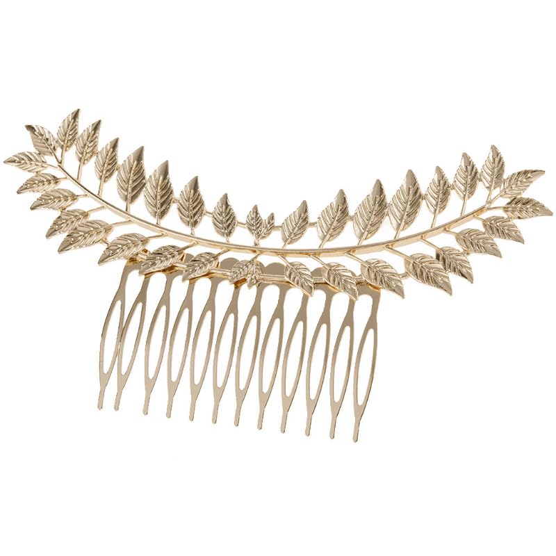 El Regalo 1PC Elegant Vintage Hollow Cutout Leaf Hair Comb - Wedding & Party Hair Accessory for Girls & Women (Gold)