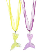 El Regalo 2Pcs Mermaid Fish Tail Necklaces Set- Mermaid Fishtail Necklace Gorgeous Pendant Necklace for Mermaid Birthday Supplies Girl's Party Ocean Theme Party Supplies (Color Option-1)