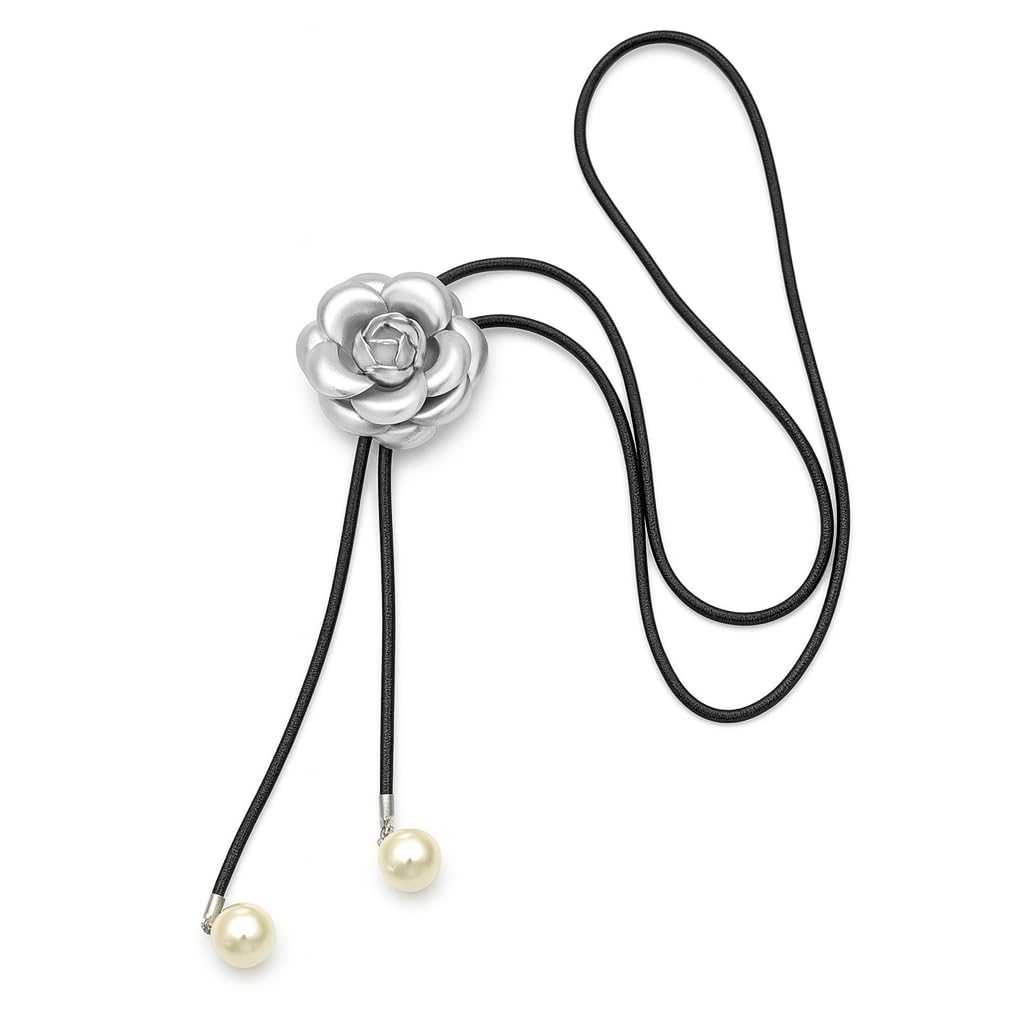 El Regalo 3 in 1 Adjustable Camellia Flower Choker Necklace cum Waist Body Chain for Girls & Women | Multi-Use Fashion Jewelry for Weddings, Parties & Holidays (Silver)