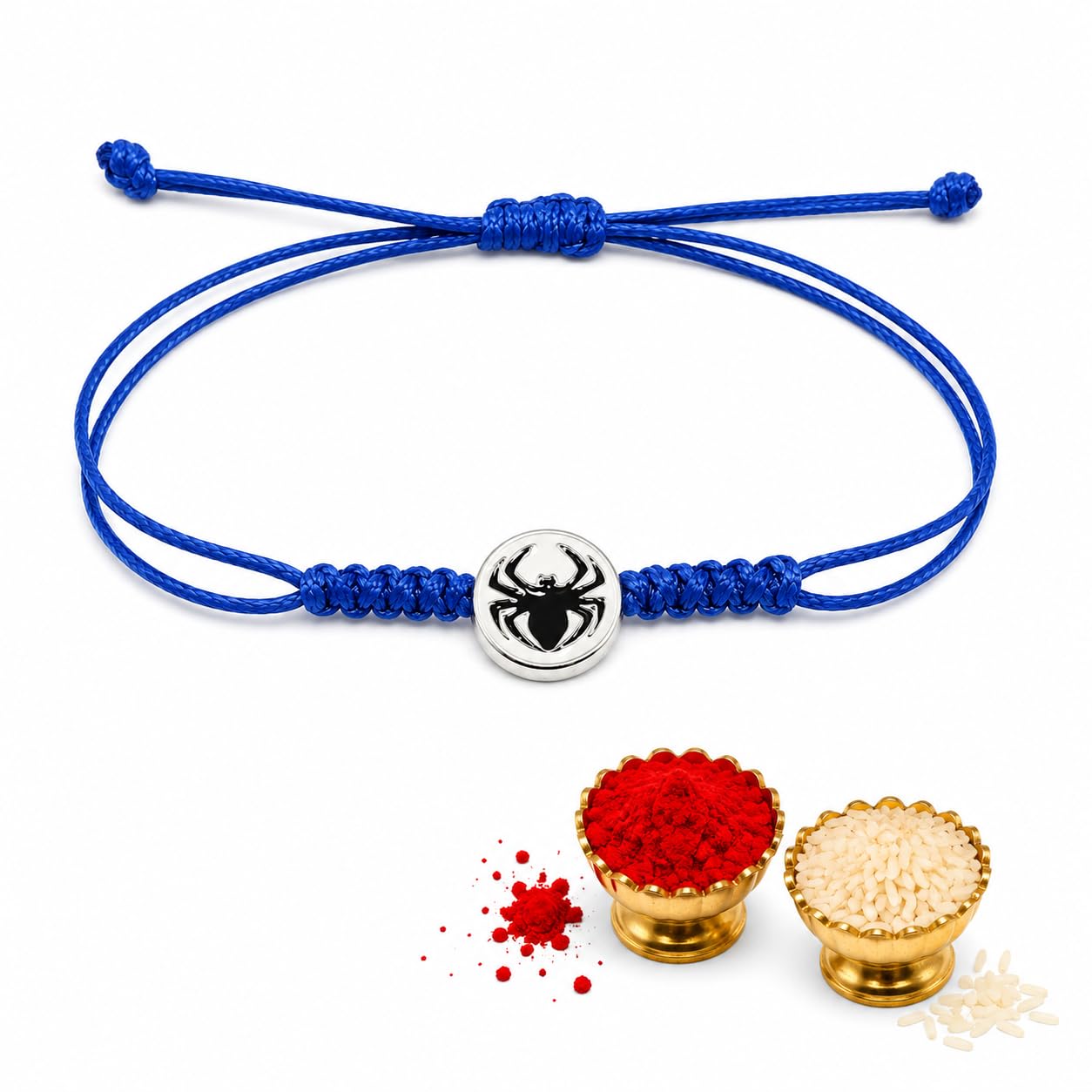 El Regalo 1PC Cute Kids Rakhis - Fancy Cartoon & Superhero Rakhi for Brother or Sister - Spiderman, Batman, Kitty - With Roli Chawal in Rakhi Box (Blue Spider)
