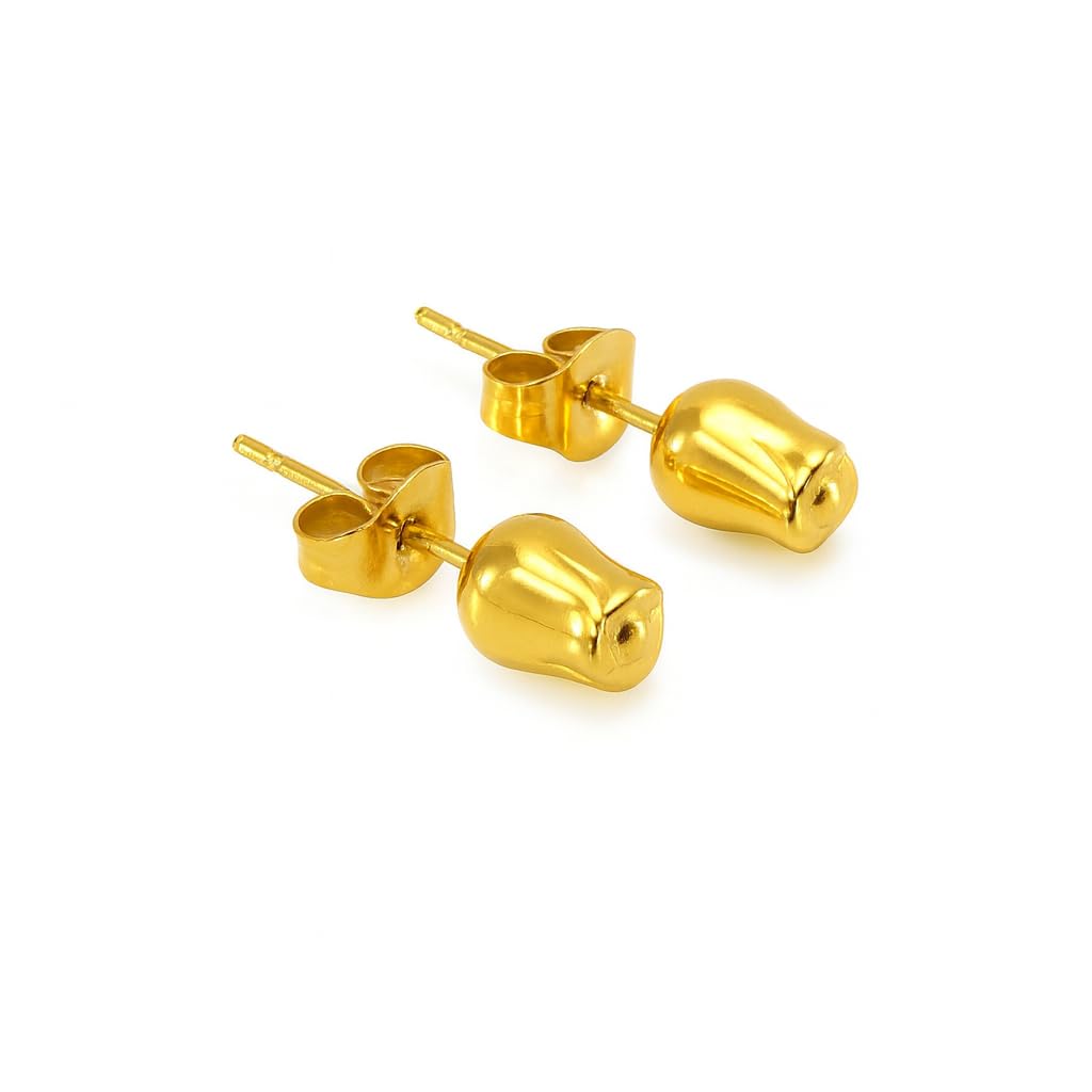 El Regalo Stainless Steel Pearls/Flower Earrings- Minimalist & Elegant Pearl Decor Stud Earring for Kids/Girls/Teens/Women (Rose Bud stud)