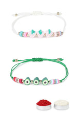 El Regalo 2PCs Cute Kids Fruits Beads Bracelet Rakhis Set for Brother/Bhai - Kids Rakhis with Roli Chawal in Gift Box - Adorable Fruit Charm Rakhis for Boys (Cute Rakhi Set-5)