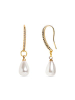 El Regalo Statement Pearl Zircon Earrings- Pearl Drop Zircon Hook Earring for Girls & Women