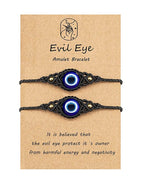 El Regalo 2 PCs Lucky Evil Eye Handwoven Adjustable Unisex Bracelets - Protection Evil Eye Bracelet Set (2 Black)